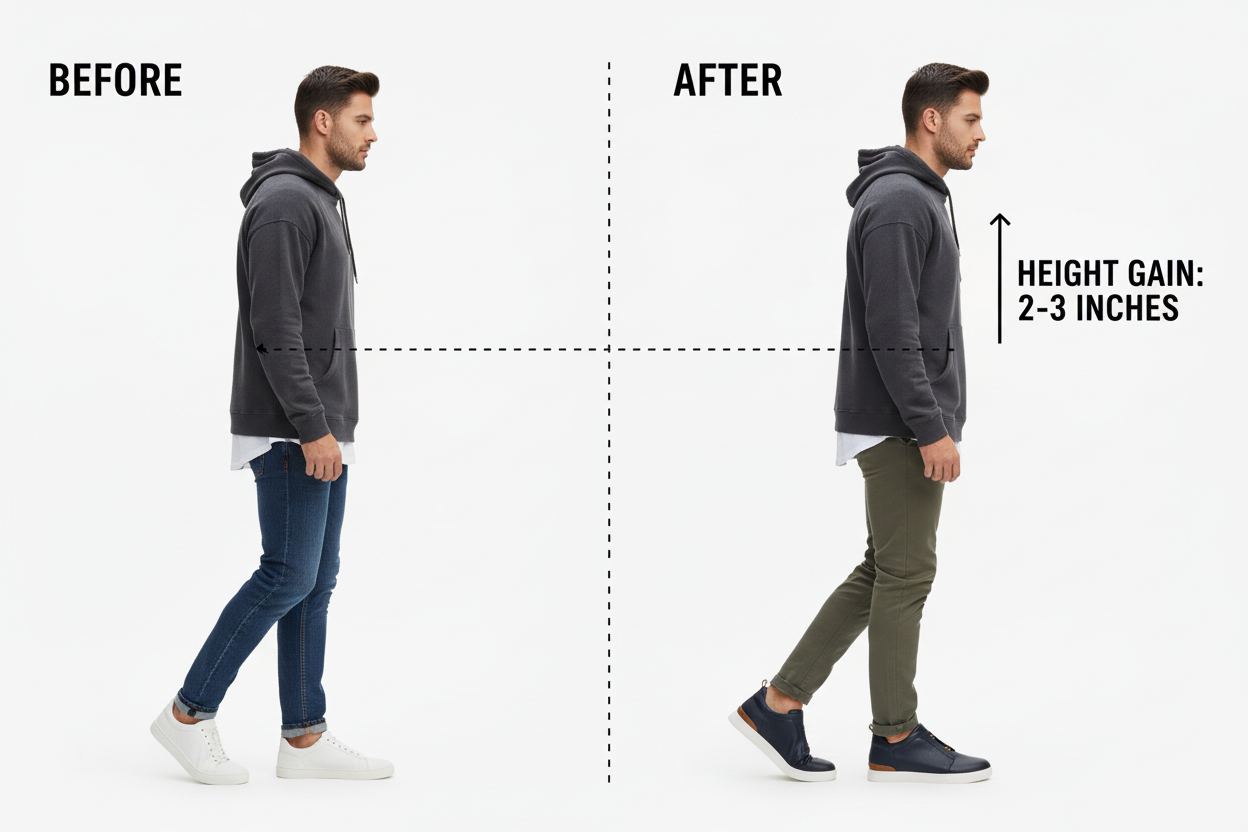 Calto Navy Elevator Sneakers Before and After