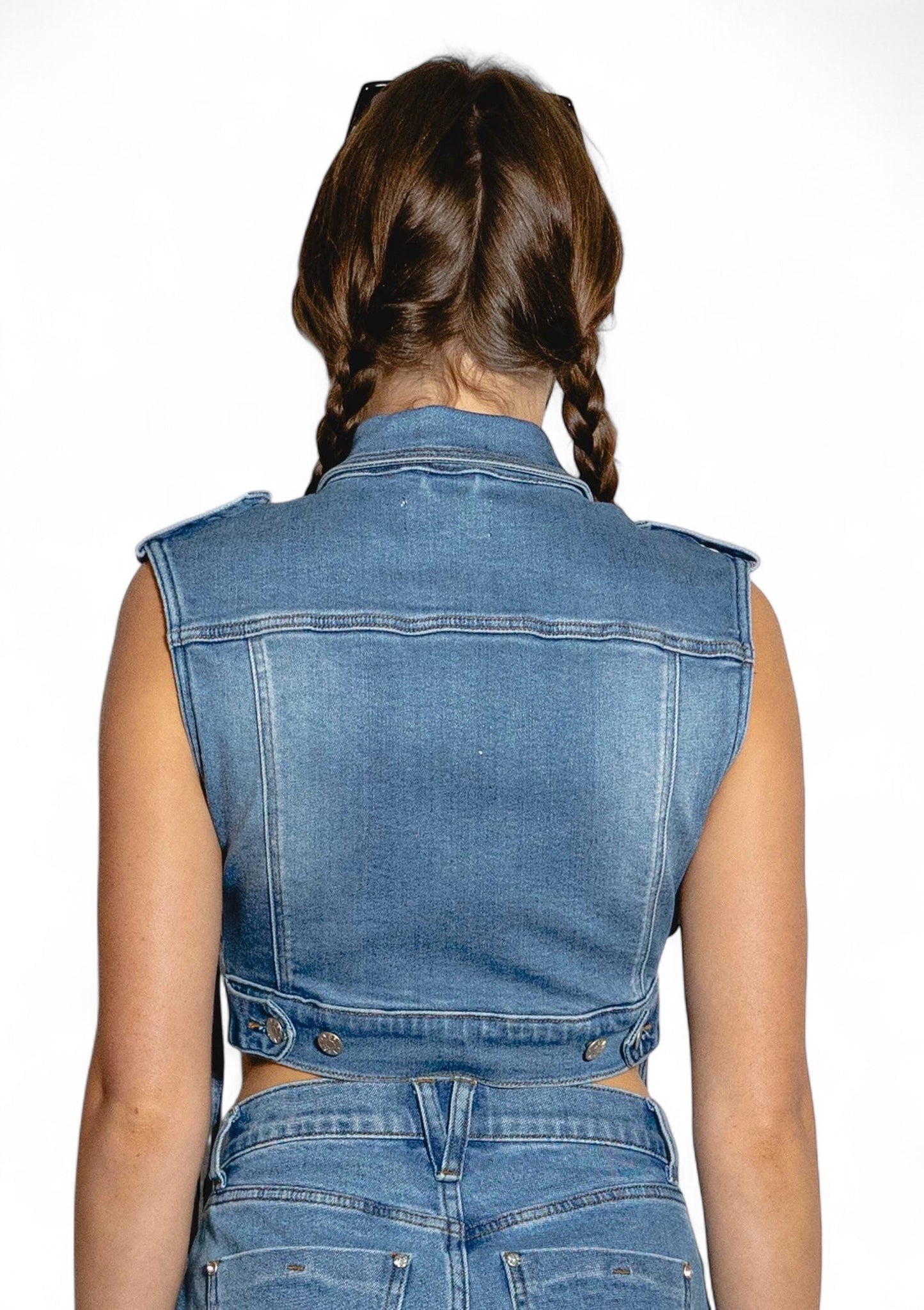 Sleeveless Denim Crop Top Jacket