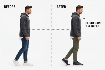 Calto Navy Elevator Sneakers Before and After