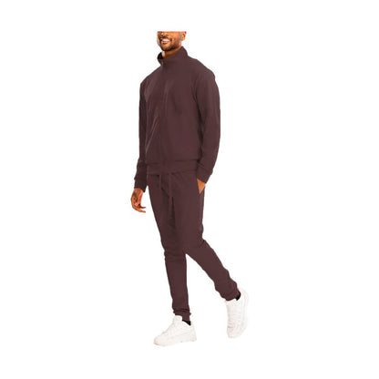 Full Zip Up Solid Track Jacket Set