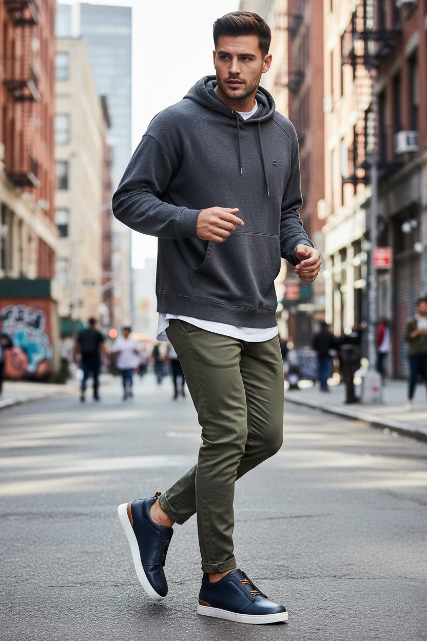 Navy Loafers Walking